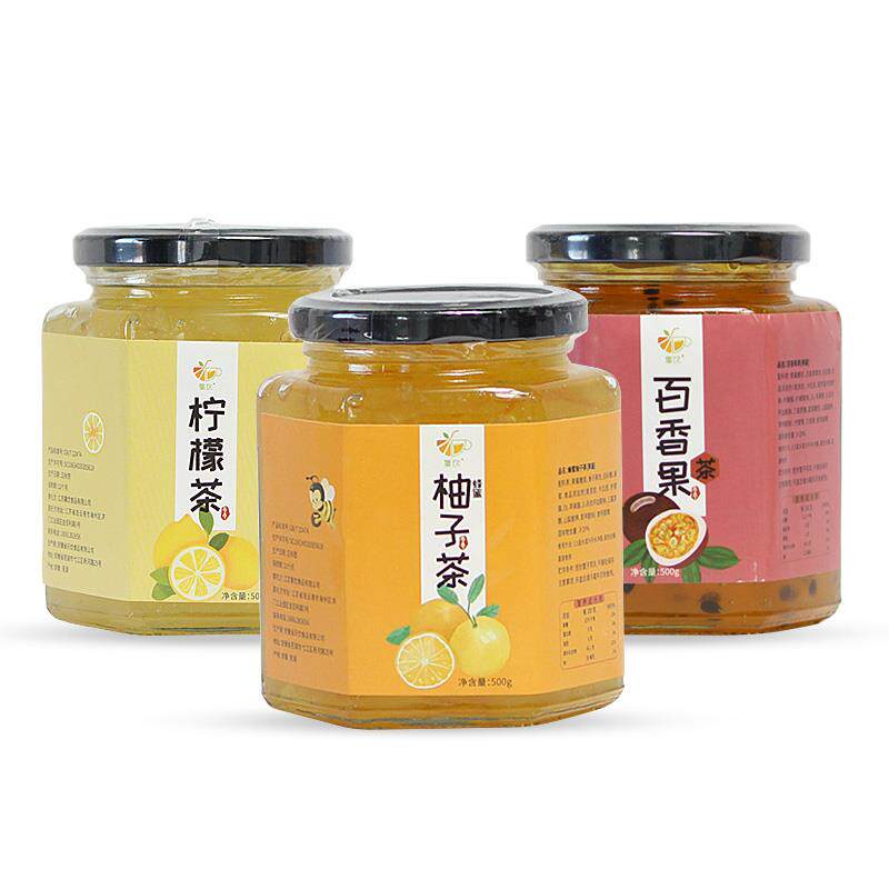 柠檬柚子茶奶茶店冲饮罐装500g果酱 闲荣蜂蜜果味茶