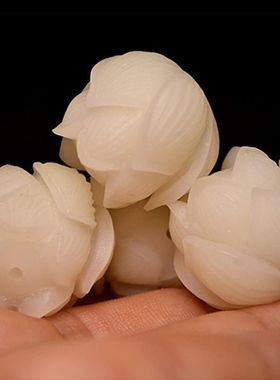 白玉菩提根雕刻莲花散珠隔珠手串手链配饰背云吊坠diy饰品菩提子