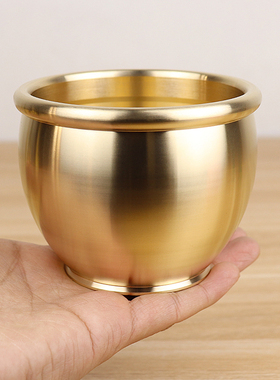 净面特大小号真黄铜米缸聚财纯铜百福招财进宝铜器聚宝盆摆件