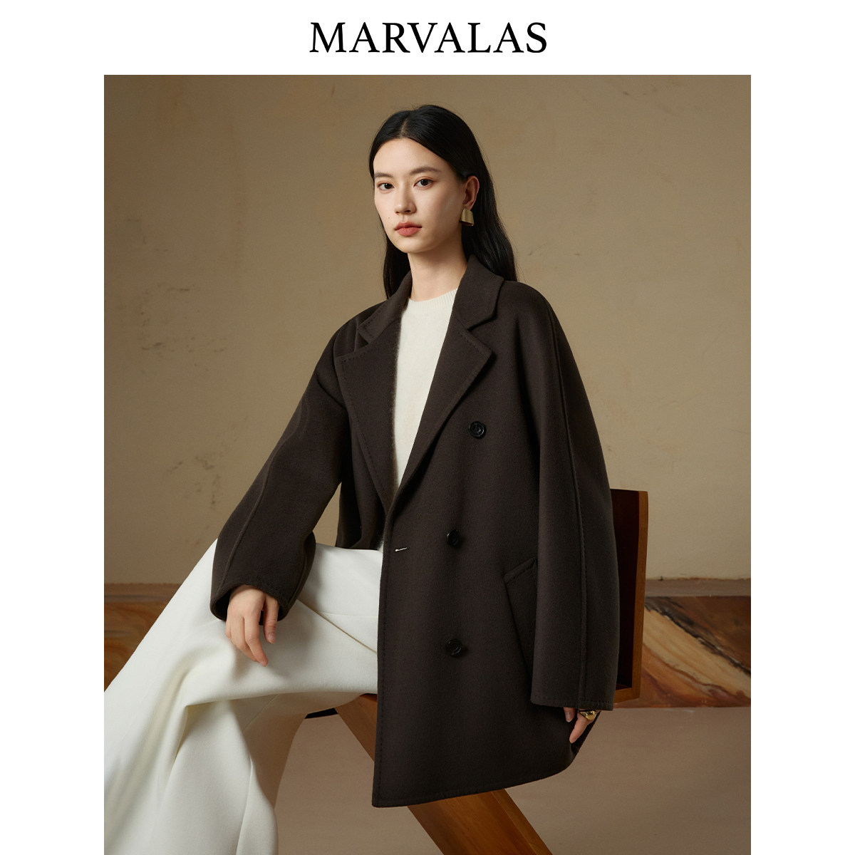 曼德诗山羊绒毛呢外套2025冬季新款气质百搭纯色绵羊毛短款大衣女,淘宝优惠券,粉丝福利购,淘宝优惠卷