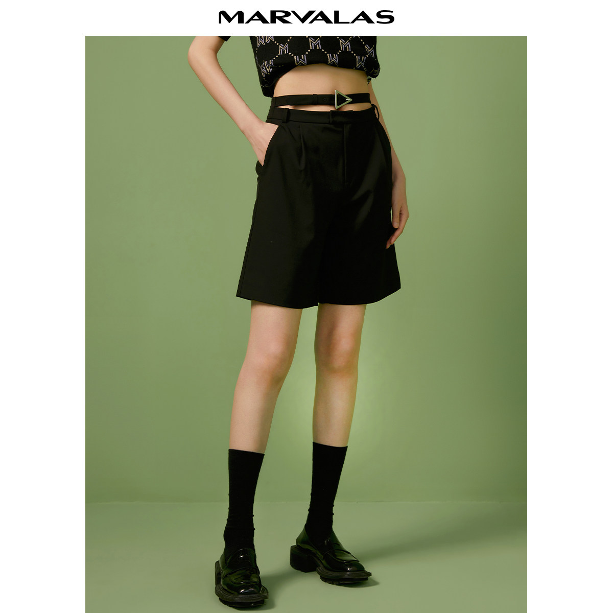 曼德诗高腰阔腿短裤2025秋季新款宽松设计感解构五分西装裤休闲裤,淘宝优惠券,粉丝福利购,淘宝优惠卷