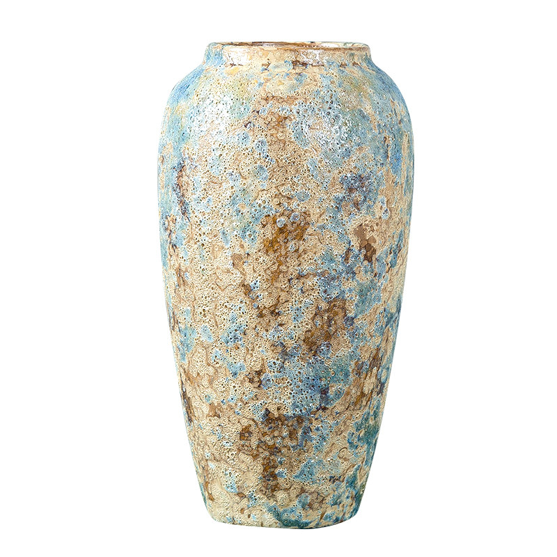 景德镇复古花瓶手工粗陶插花干花仿真花盆客厅卧室电视柜桌面摆件,淘宝优惠券,粉丝福利购,淘宝优惠卷