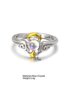 Rings Vintage Moonstone Ring Women's复古月光石戒指开口可调节