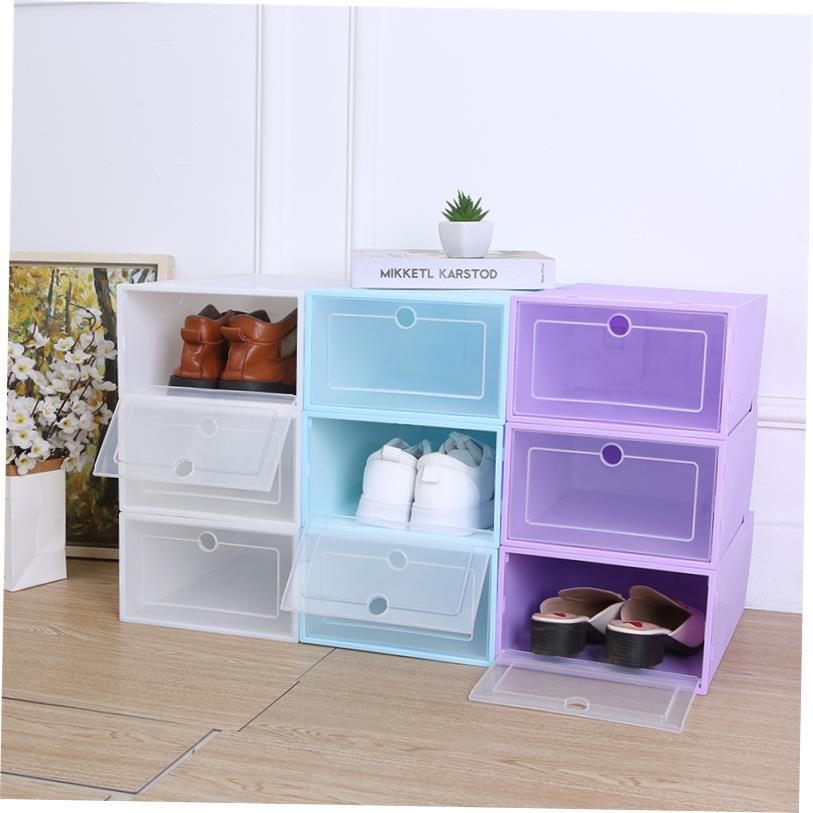 6pcs Transparent plastic shoe box dustproof Shoes cabinet 1 - 图1