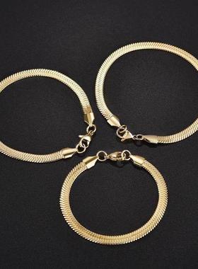 3/4/5mm Gold Plated Stainless Steel Flat Bracelet