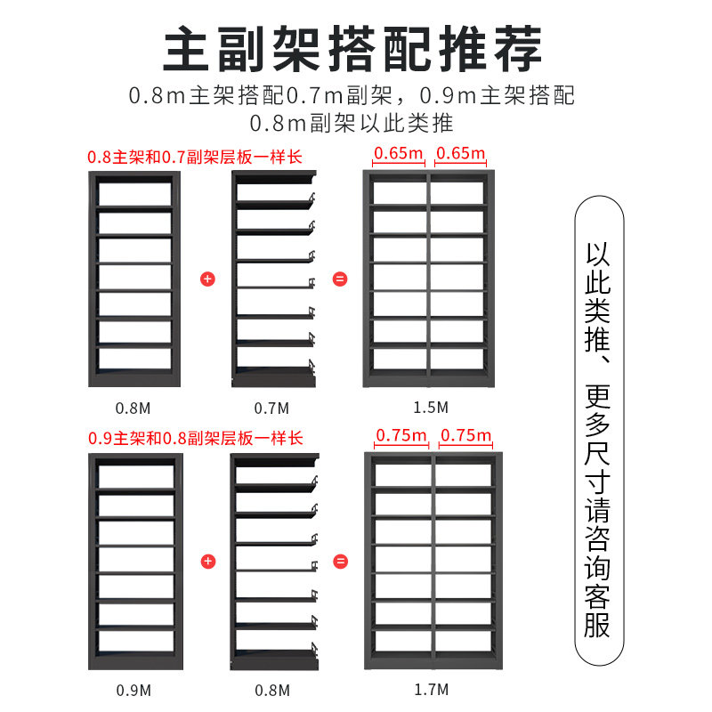 豫正2.4m七层书架家用学生家庭图书馆书架落地多层钢制图书架简约,淘宝优惠券,粉丝福利购,淘宝优惠卷