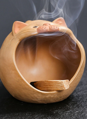 北欧风格氛围陶瓷猫咪香薰烛台