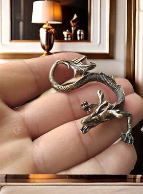 黄铜古玩龙摆件实心黄铜茶宠