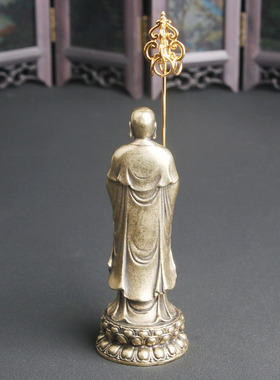 跨境复古黄铜手持禅杖地藏王