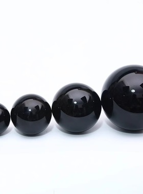 天然黑曜石水晶球黑色水晶球七星