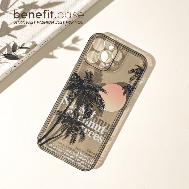 benefit创意落日与椰树适用于15苹果13手机壳iphone14promax新款12套11文艺xsmax透明全包8plus硅胶防摔7mini - 图2