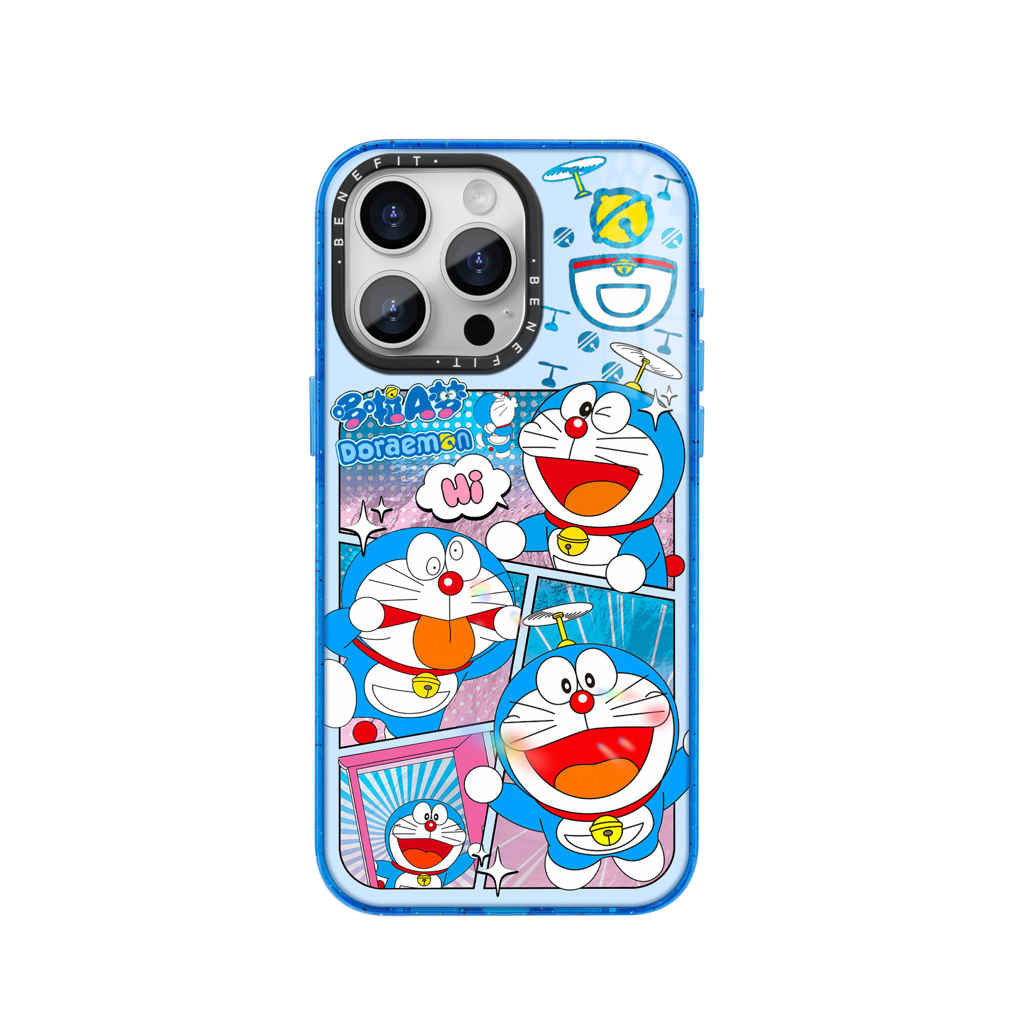 benefit卡通拼接日漫叮当猫适用于iphone17promax苹果16PRO晶盾磁吸手机壳15新款14防摔套13冰川纹彩色边框12