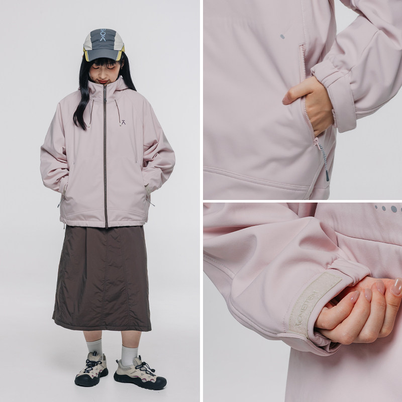 ACMEITEM爱棵米 户外亲子运动骑行反光条连帽夹克加绒宽松外套女,淘宝优惠券,粉丝福利购,淘宝优惠卷