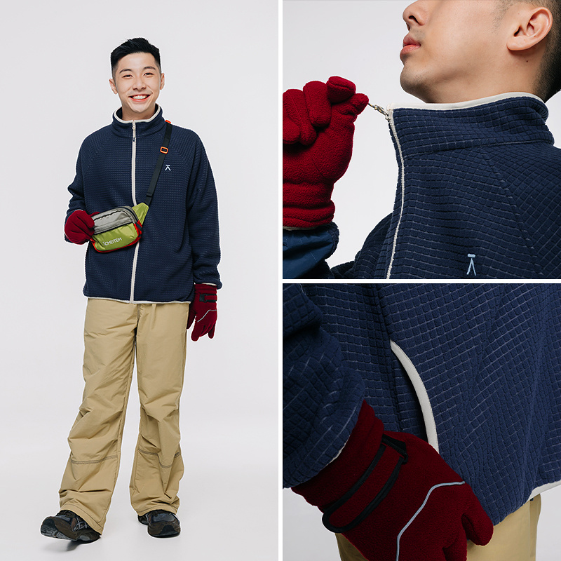 ACMEITEM爱棵米 户外秋冬抓绒立领外套插肩显瘦扩版上衣男女 - 图2