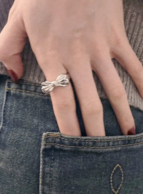 蝴蝶结戒指开口时尚立体手工饰品