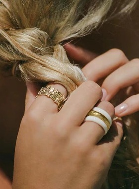 圆环珐琅戒指复古小众高级感饰品