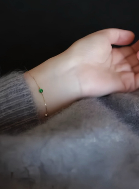 绿宝石手链纯银复古小众高级饰品