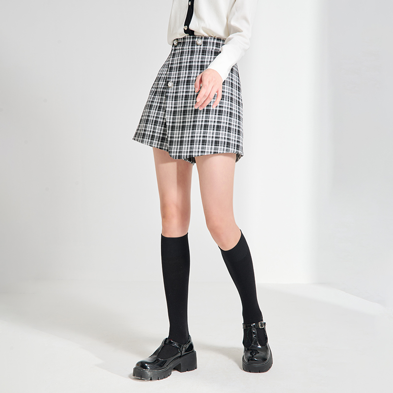 soraumi2022春季新款黑白格子裤裙 soraumi半身裙
