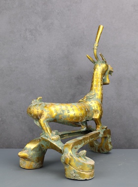 鎏金龙形灯古青铜器摆件纯铜汉代铜灯具古代油灯工艺礼品