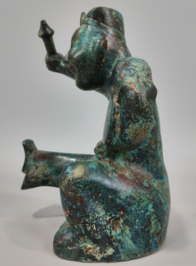 古青铜器人物摆件击鼓说唱打鼓人佣古玩收藏道具工艺礼品