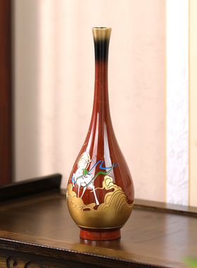 【全铜】敦煌净瓶九色鹿花瓶摆件