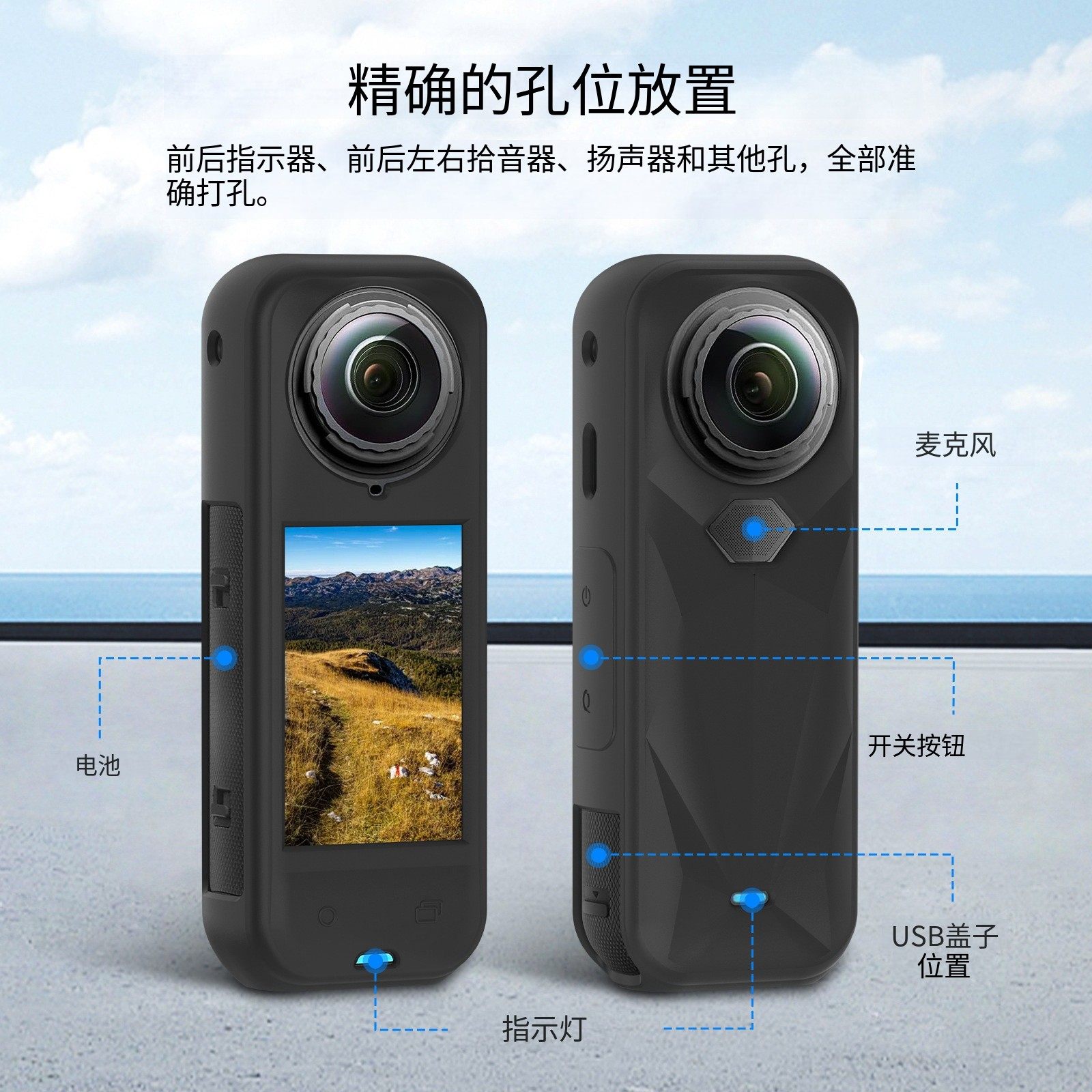 适用影石Insta360 X4/X5全景运动相机硅胶保护套全包防摔镜头摄像头保护壳360x4镜头套instax5收纳包盒配件 - 图0