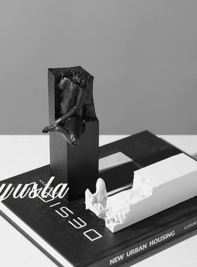 复古简约办公室酒柜电视柜书挡书房柜样板间软装饰品书靠摆件摆设