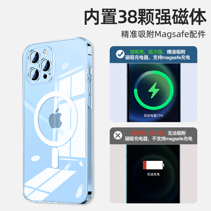 适用苹果13promax手机壳iPhone13pro镜头全包防摔Max超薄mini透明玻璃MagSafe磁吸保护套13男女硬壳ip配件pm - 图1