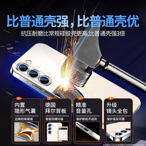 适用三星s25ultra手机壳S22新款S23+透明S21U保护套GalaxyS20电镀硅胶SamsungS全包防摔uitra加男女超薄软壳 - 图1