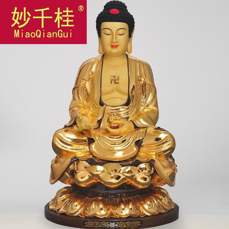 妙千桂台湾纯铜24k金阿弥陀佛佛像 妙千桂摆件