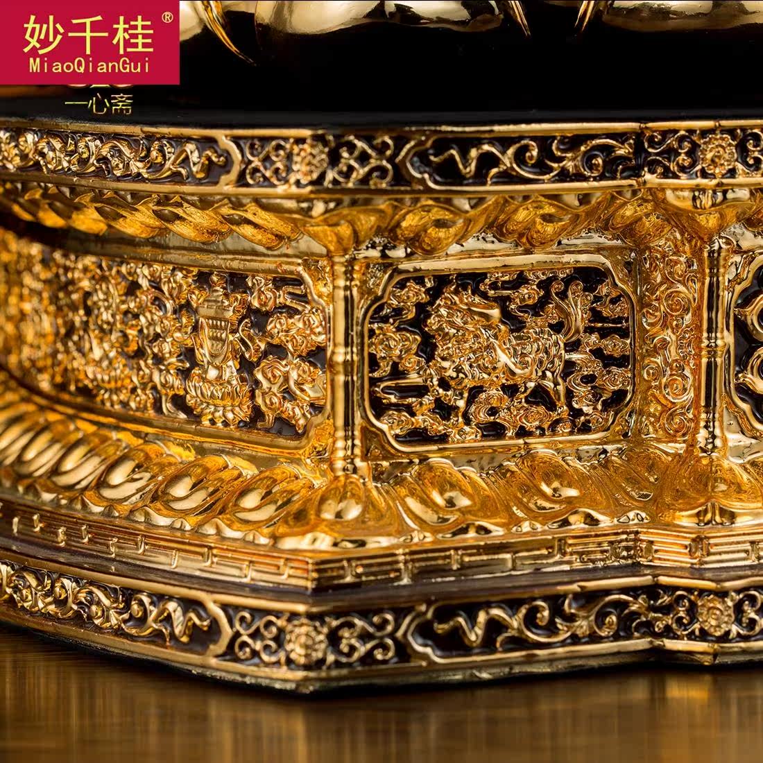 妙千桂摆件西方三圣佛堂寺纯铜佛像 妙千桂摆件