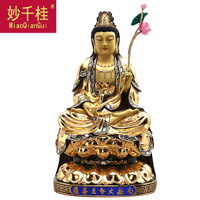 妙千桂台湾纯铜鎏金西方三圣本命佛 妙千桂摆件