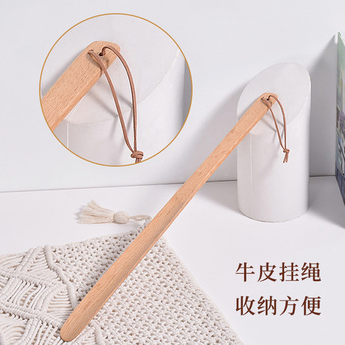 素娘高级鞋拔日本木头鞋拔子小巧提鞋器把鞋穿鞋神器短柄鞋把长款 - 图1