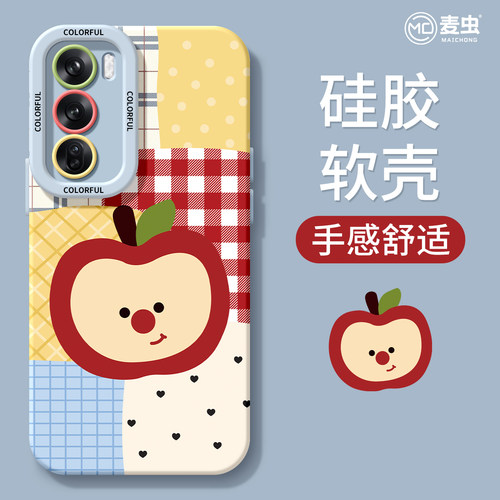 适用opporeno14手机壳女款reno12pro+保护套13全包9pro硅胶8防摔reno7se磨砂oppo软壳6/11苹果拼色10格子外壳 - 图1