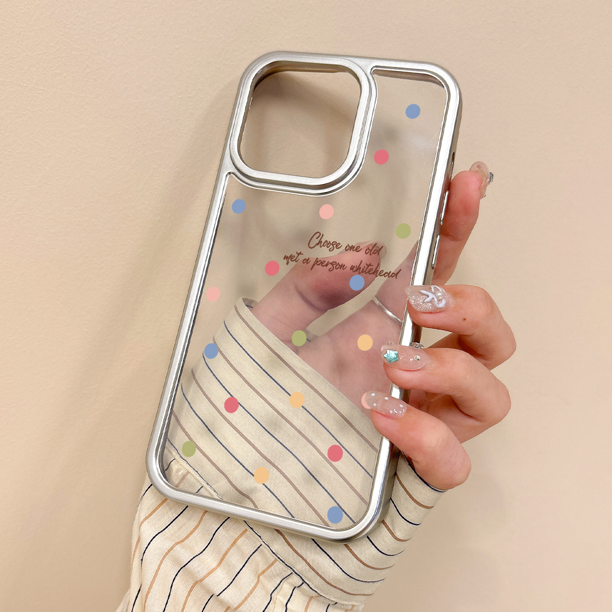 小众ins彩色波点适用iphone16promax苹果17手机壳12新款16pro女14银框max透明卡通绳15pm全包11软壳7plus防摔 - 图0