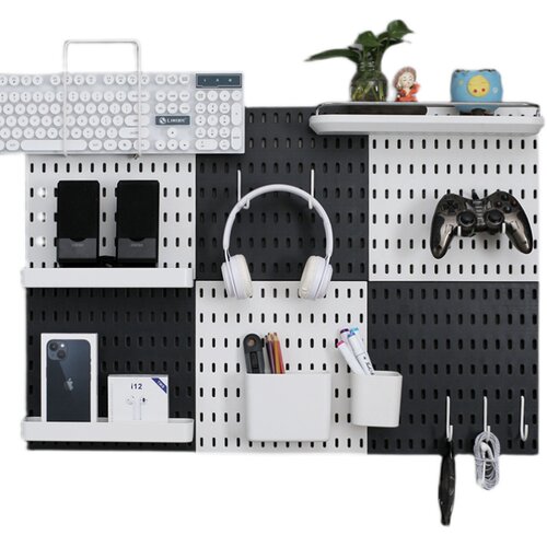 宜家洞洞板配件通用挂钩免打孔适挂篮夹子大搁板收纳盒置物架钉板 - 图3