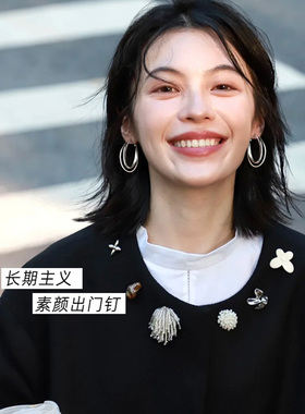 999银针极简双层素圈耳环耳环女