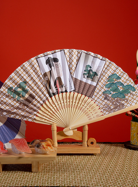 琉球原风神馆日本带回扇子日式和风纸折扇浮世绘和服日料装饰摆件
