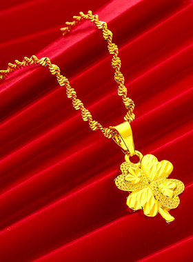 项链女款2025新款越南沙金时尚水波纹链子爱心项链时尚款爱心项链