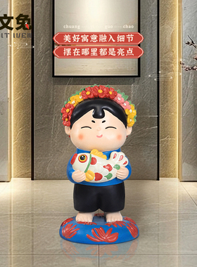 唐小圆簪花围摆件泉州旅游文创装饰品客厅蟳蜅女大号落地手办摆设