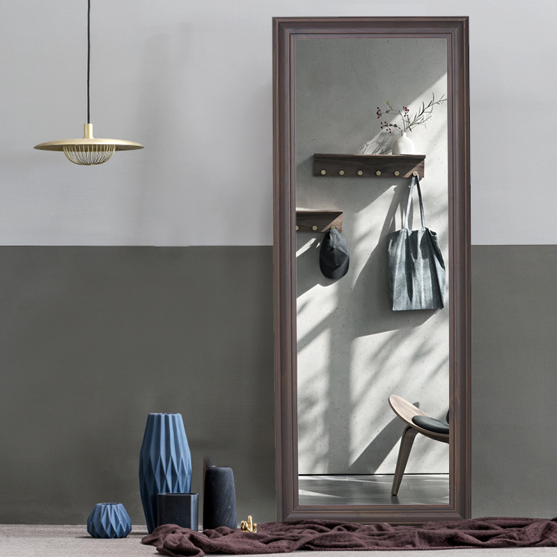 中式实木试衣镜客厅摆放落地镜子玄关贴墙穿衣镜家用全身镜可定制