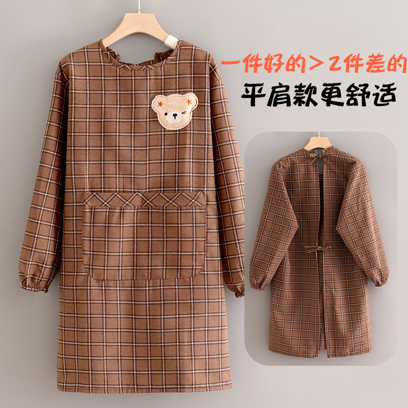 长袖厨房做饭围裙家用女罩衣日系可爱洋气新款布料透气耐磨工作服,淘宝优惠券,粉丝福利购,淘宝优惠卷