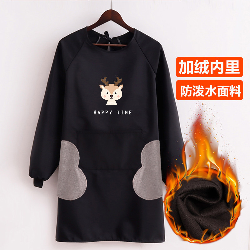 加厚保暖男女围裙长袖加绒罩衣防水工作服纯色工厂反穿衣定制印字,淘宝优惠券,粉丝福利购,淘宝优惠卷