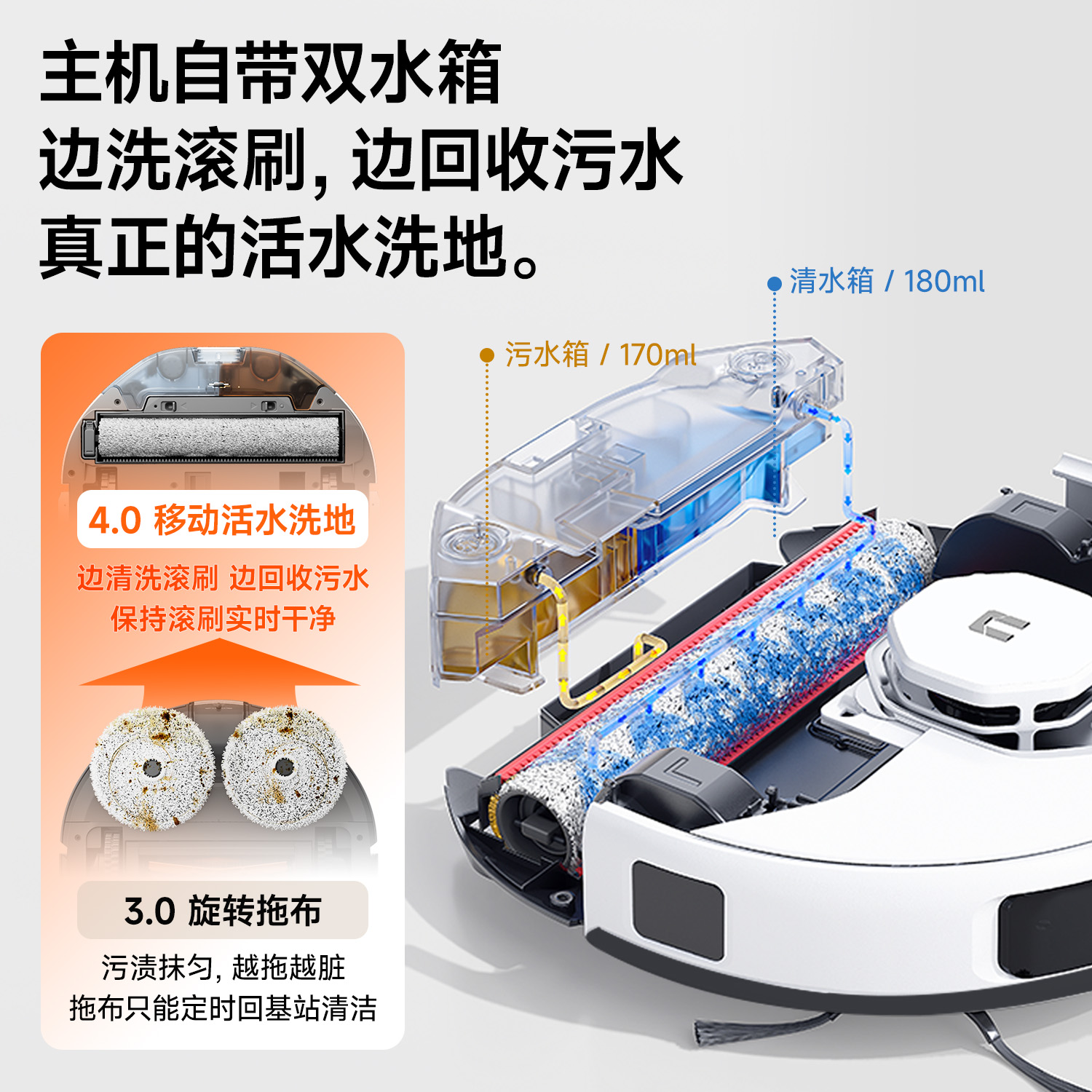 【国补15%】UWANT友望U300扫地机器人活水洗地扫拖一体自动清洗