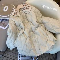 Ask late: Little fragrant wind light and thin cotton clothes 2023 The new womens winter medium long style design sensation Fashion foreign air jacket