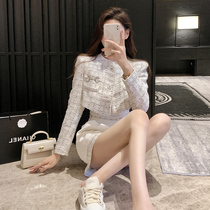 Ask the Late Aroma Breeze Suit Womens Autumn Clothing 2023 new name Yuanyuan Temperament High Waist Shorts Two Sets of Ocean Qi and Less Age