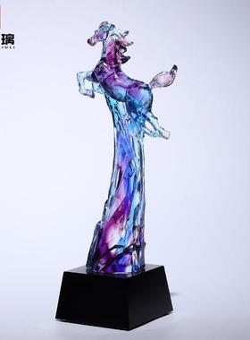 奖杯定制古法琉璃马摆件招财生肖马办公室桌面装饰品公司商务比赛