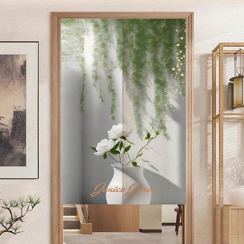 网红光影隔断窗家用卧室免打孔布艺门帘厨房半帘化妆室遮挡挂帘子 - 图3