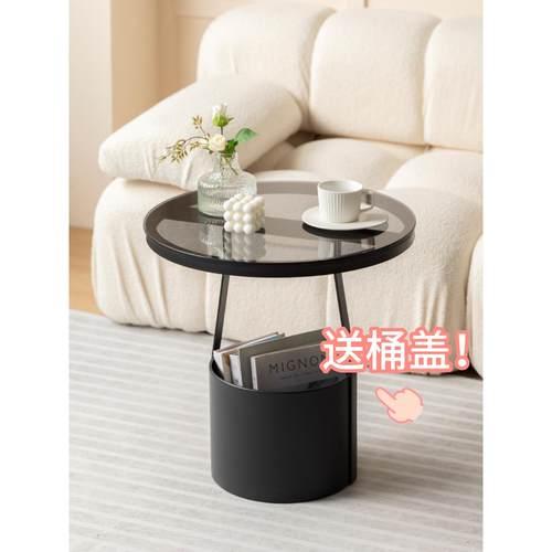 轻奢沙发边几简约现代玻璃角几客厅卧室床头边柜北欧圆桌子小茶几 - 图1