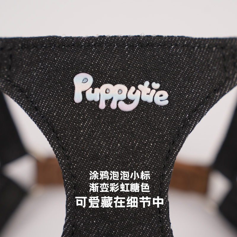 puppytie狗绳子牵引绳牛仔胸背约克夏小泰迪网红遛狗绳狗狗胸背带 - 图0